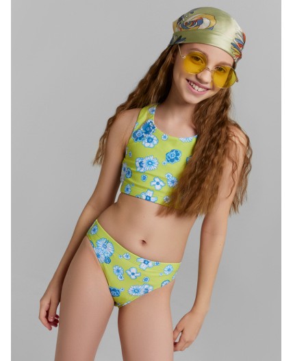 Купальник цветы на салатовом