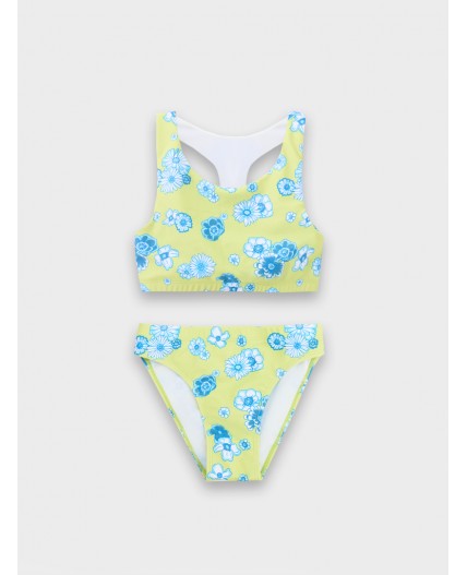 Купальник цветы на салатовом