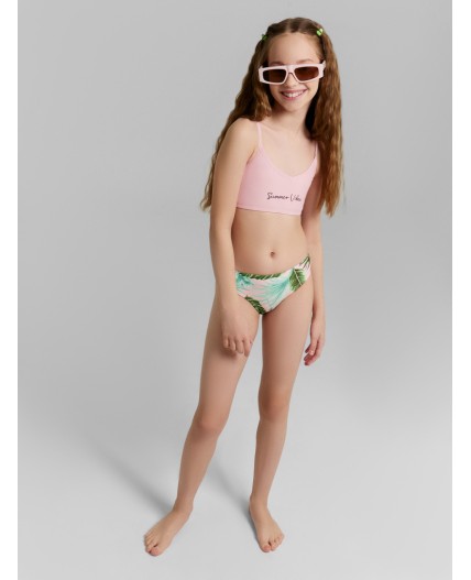 Купальник пальмы на розовом +печать