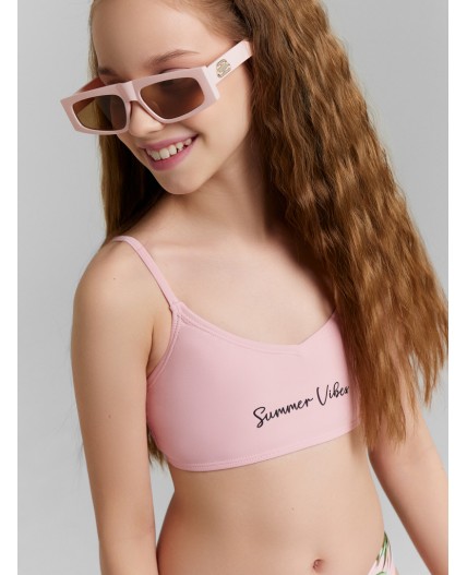 Купальник пальмы на розовом +печать