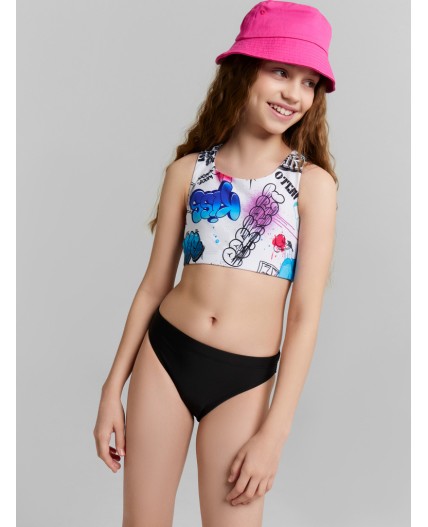 Купальник граффити +черный