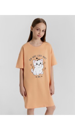 Сорочка персик +печать