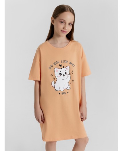 Сорочка персик +печать