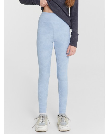Легинсы набивка голубой acid wash