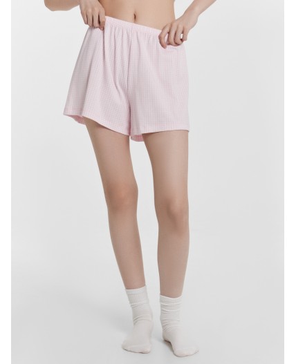 Пижама белый +клетка виши розовая