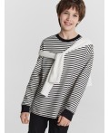 Лонгслив черно -молочная полоска1