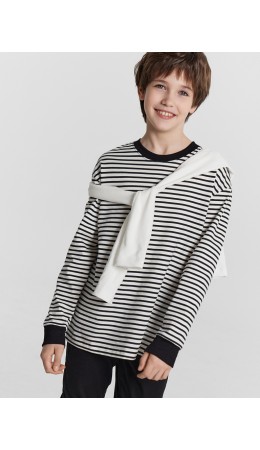 Лонгслив черно -молочная полоска1