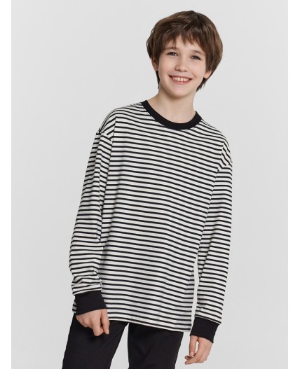 Лонгслив черно -молочная полоска1