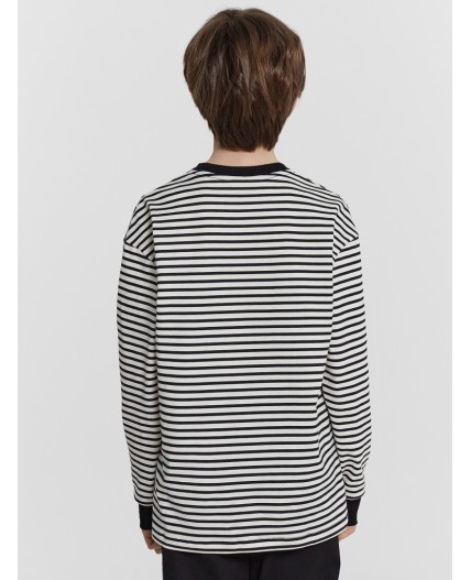 Лонгслив черно -молочная полоска1