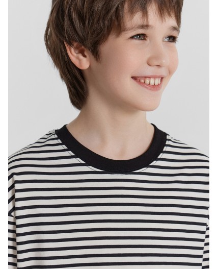 Лонгслив черно -молочная полоска1