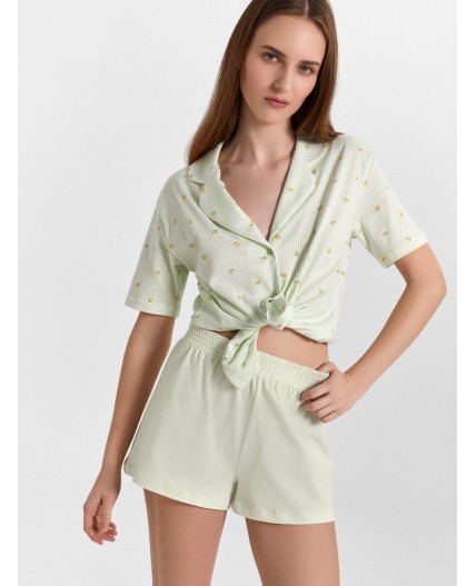 Рубашка лимоны на мятной полоске