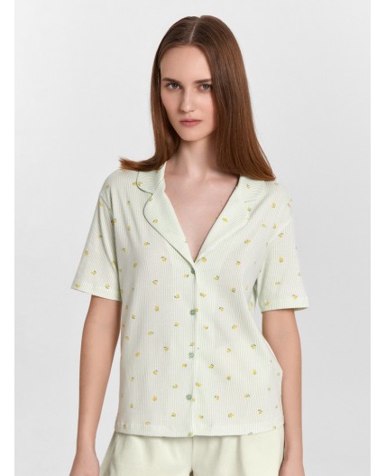 Рубашка лимоны на мятной полоске