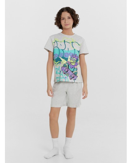 Комплект серый меланж +печать