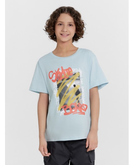 Футболка голубая дымка +печать