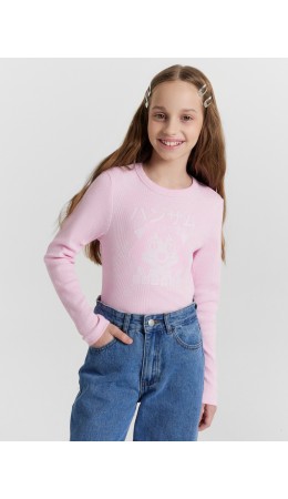 Джемпер набивка розовый acid wash