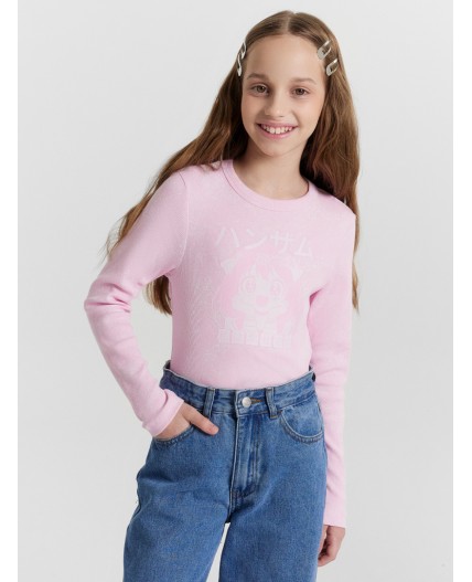 Джемпер набивка розовый acid wash