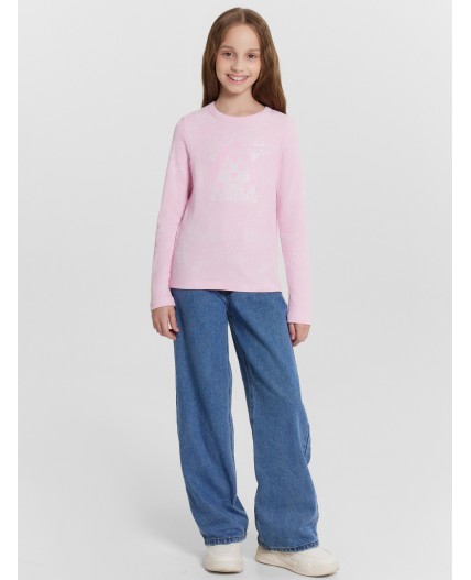 Джемпер набивка розовый acid wash