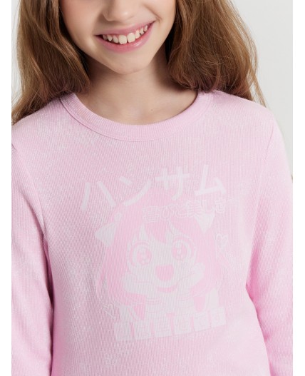 Джемпер набивка розовый acid wash