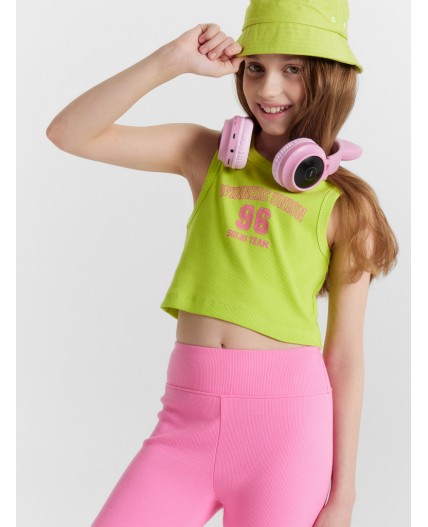 Топ зеленый лайм +печать