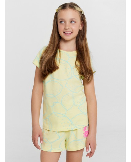 Шорты лимоны на желтом +печать