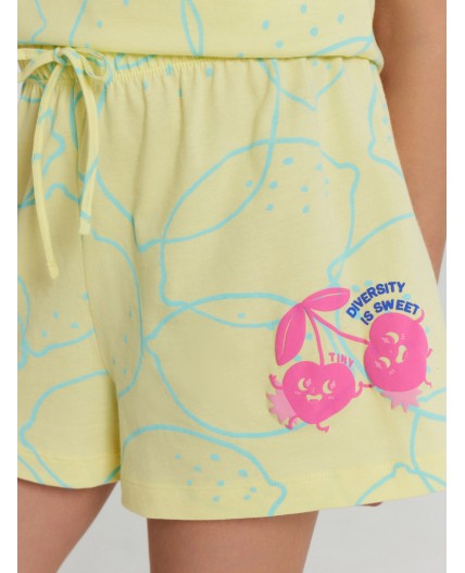 Шорты лимоны на желтом +печать