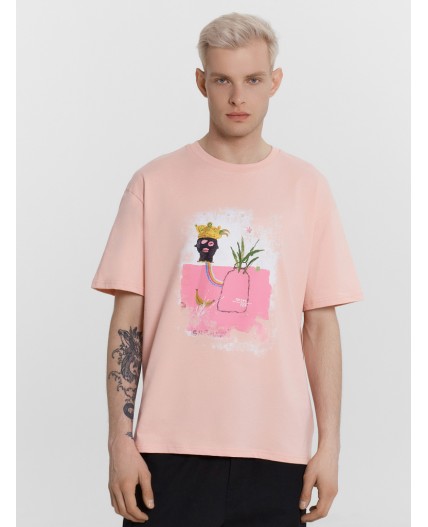Футболка розовый +печать