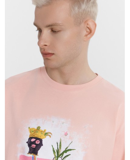 Футболка розовый +печать