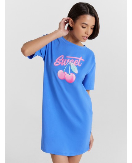 Сорочка лазурный +печать