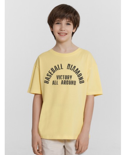 Футболка ярко -желтый +печать