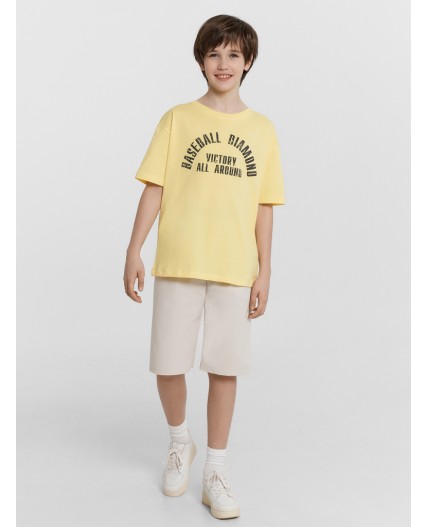 Футболка ярко -желтый +печать