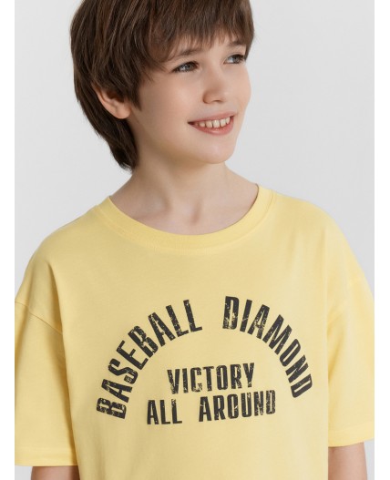 Футболка ярко -желтый +печать