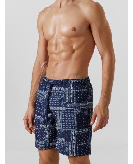 Шорты пейсли на т.синем