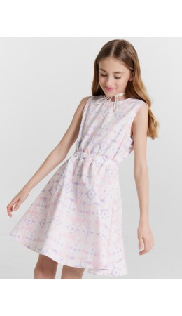 Сарафан розовые разводы на белом