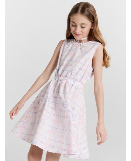 Сарафан розовые разводы на белом