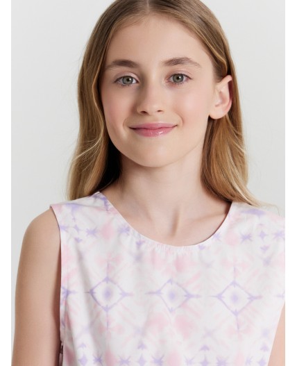 Сарафан розовые разводы на белом