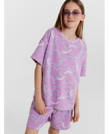 Комплект цветы на лиловом