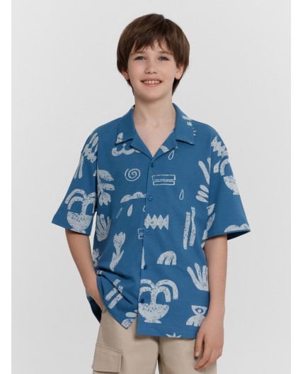 Рубашка узоры на пепельно -синем