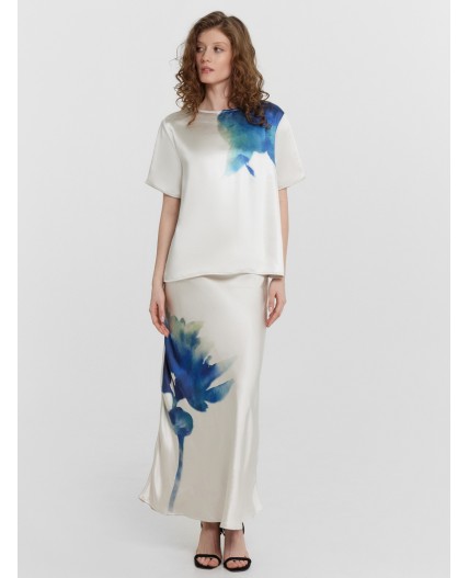 Блузка сублимация цветок на молочном