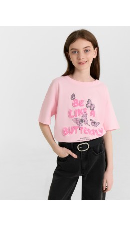 Футболка розовая сказка +печать