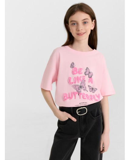 Футболка розовая сказка +печать