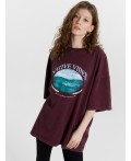 Футболка винный acid wash