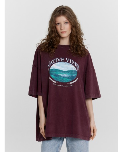 Футболка винный acid wash