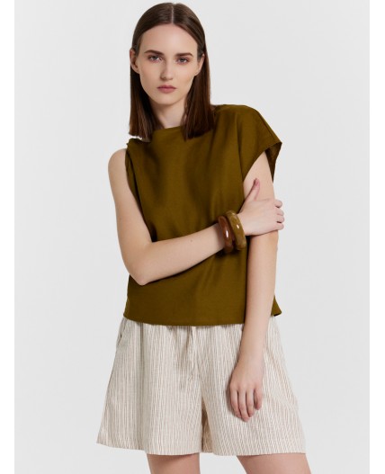 Шорты коричневая полоска на молочном