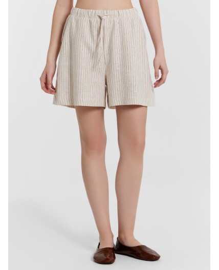 Шорты коричневая полоска на молочном