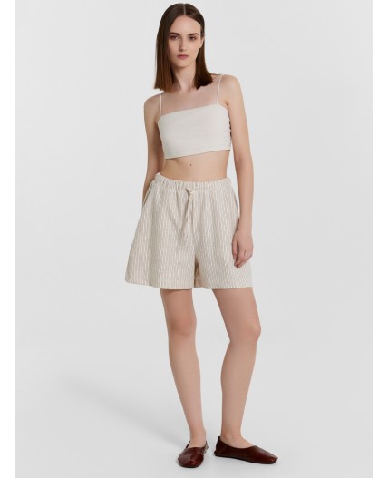 Шорты коричневая полоска на молочном