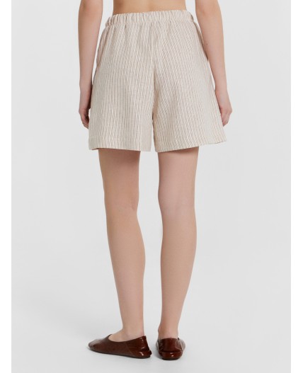 Шорты коричневая полоска на молочном