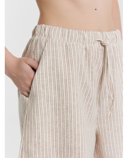 Шорты коричневая полоска на молочном