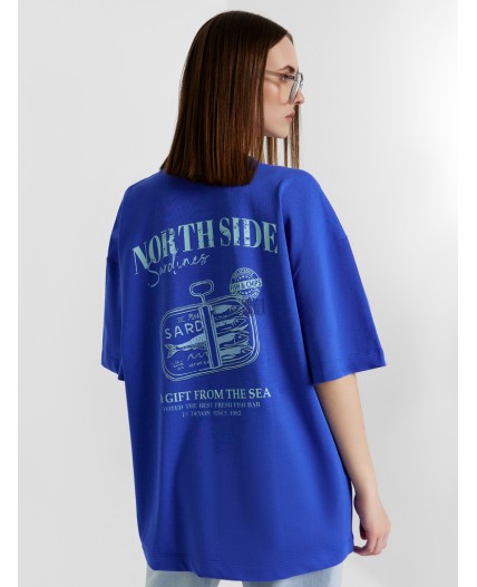 Футболка ультрамарин +печать