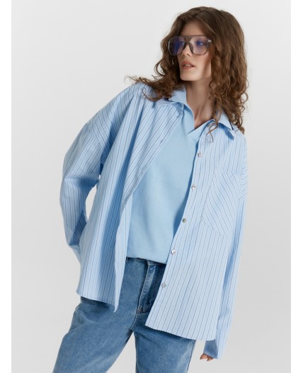 Блузка широкая голубая полоска