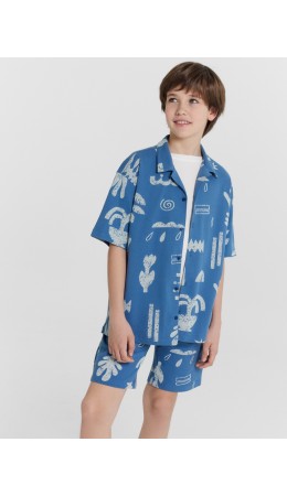 Шорты узоры на пепельно -синем